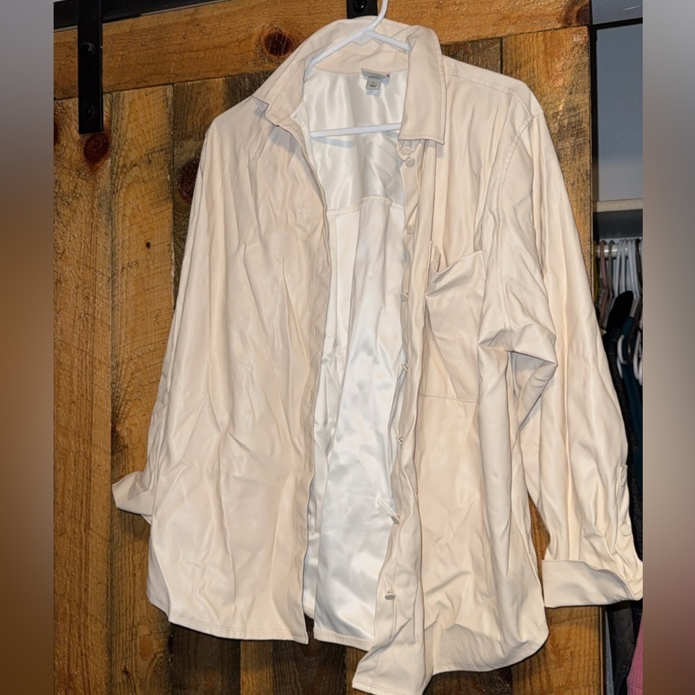 a new day faux leather button down